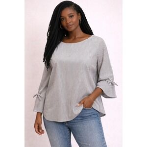 NYTT- Black and White Striped Blouse Size L